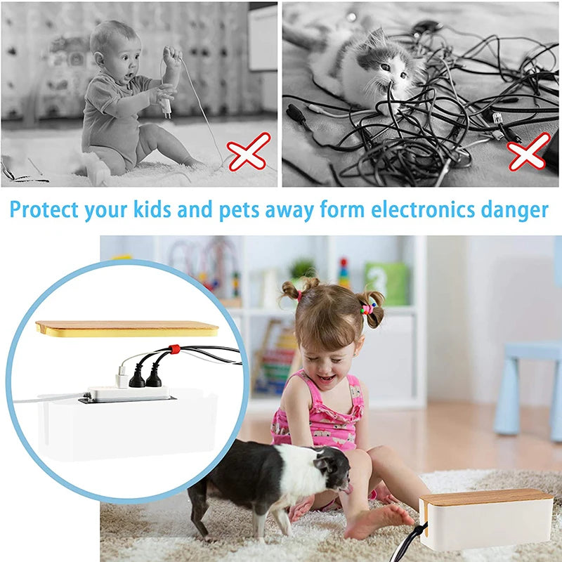 Cable Storage Box Wooden Power Line Storage Case Dustproof Charger Socket Organizer Wire Case Home Cable Winder Organizer Aimak Store