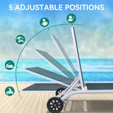 Aluminum Chaise Lounge Outdoor, Widened Patio Lounge Chair with Wheels, 5-Position Adjustable Sunbathing Recliner for Poolside Aimak Store