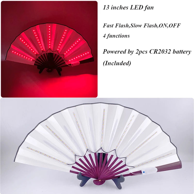 Luminous Folding LED Fan Dancing Light Fan Flashing For Night Music Show Rave Festival Accessories Glowing In The Dark Party Aimak Store