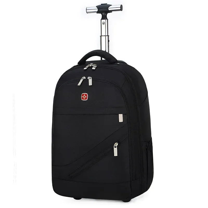Men Trolley Backpack Shoulders Travel Bag with Wheels 24 Inch Students Rolling Luggage Business Trolley Large Capacity Suitcases Aimak Store