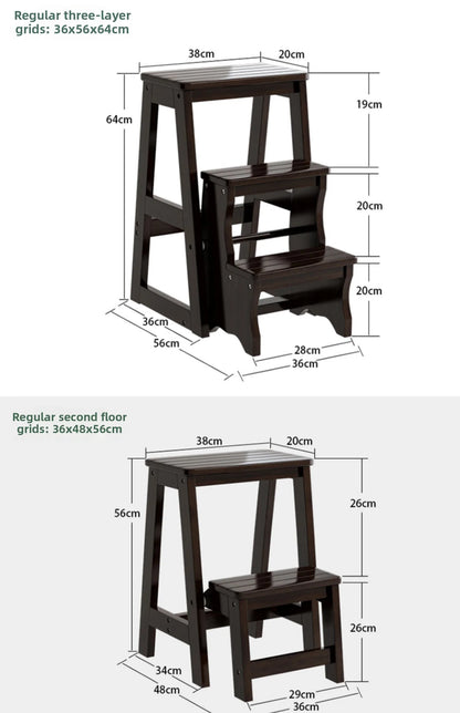 Innovative Multifunctional Household Ladder: Solid Wood Folding Storage, Dual-Use Ladder Chair, Climbing Stool for Home