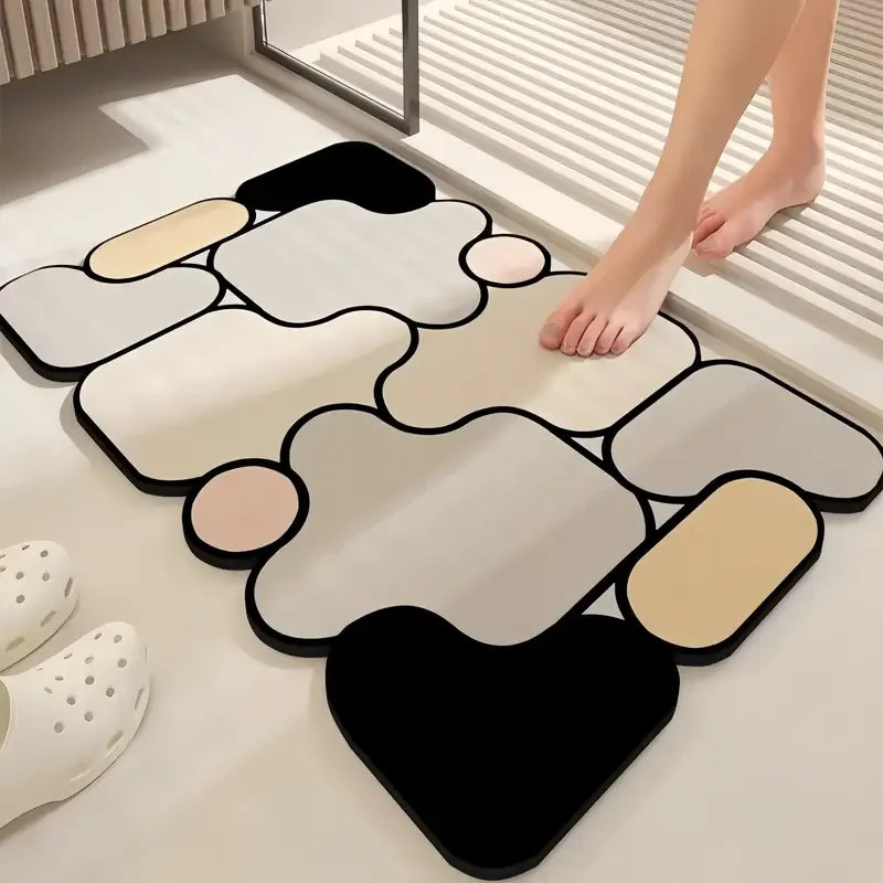 Special-shaped bathroom diatom mud absorbent floor mat toilet non-slip foot mat door mat entrance mat Aimak Store
