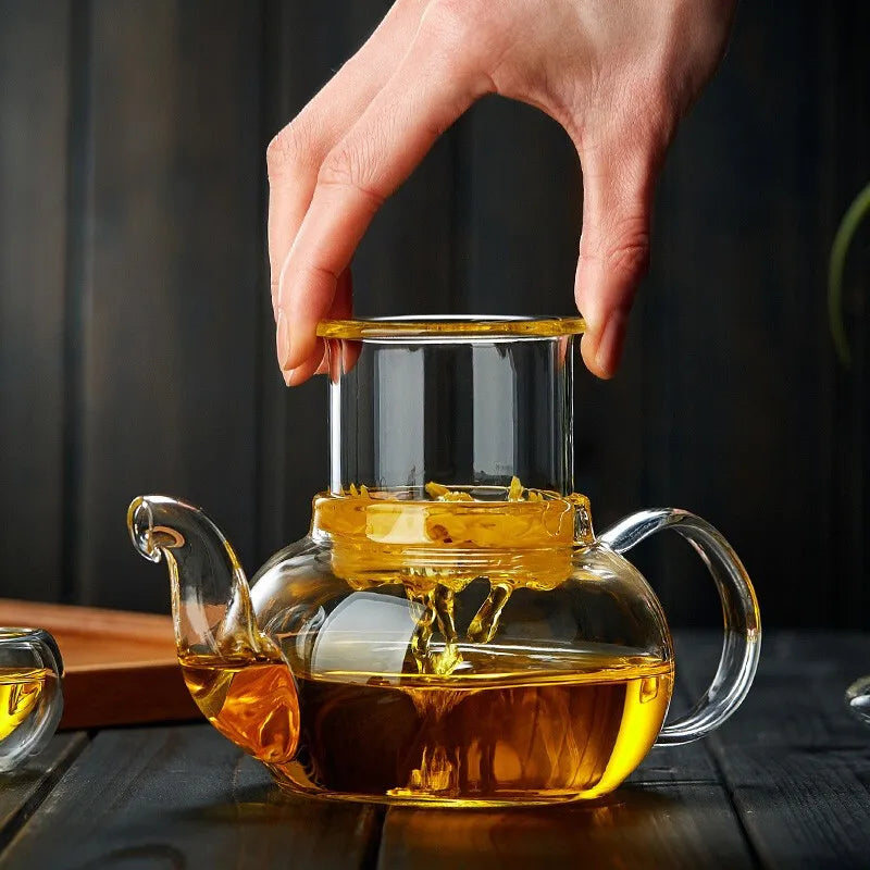 400ml/1000ml Heat-resistant Glass Tea Pot Flower Kettle Kung Fu Teawear Set Tea Strainer Infuser Puer Oolong Barley Pot Teaware Aimak Store