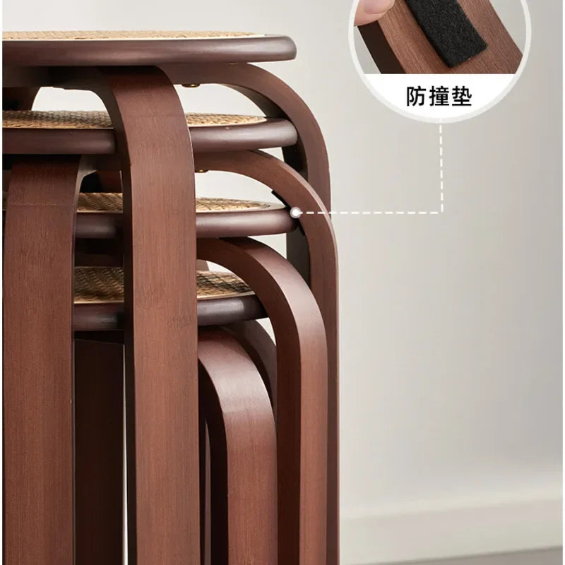 Bamboo Dining Stools Resin Rattan Woven Makeup Chair Stacking Storage Kitchen Seat Stable And Load-bearing Restaurant Furniture Aimak Store