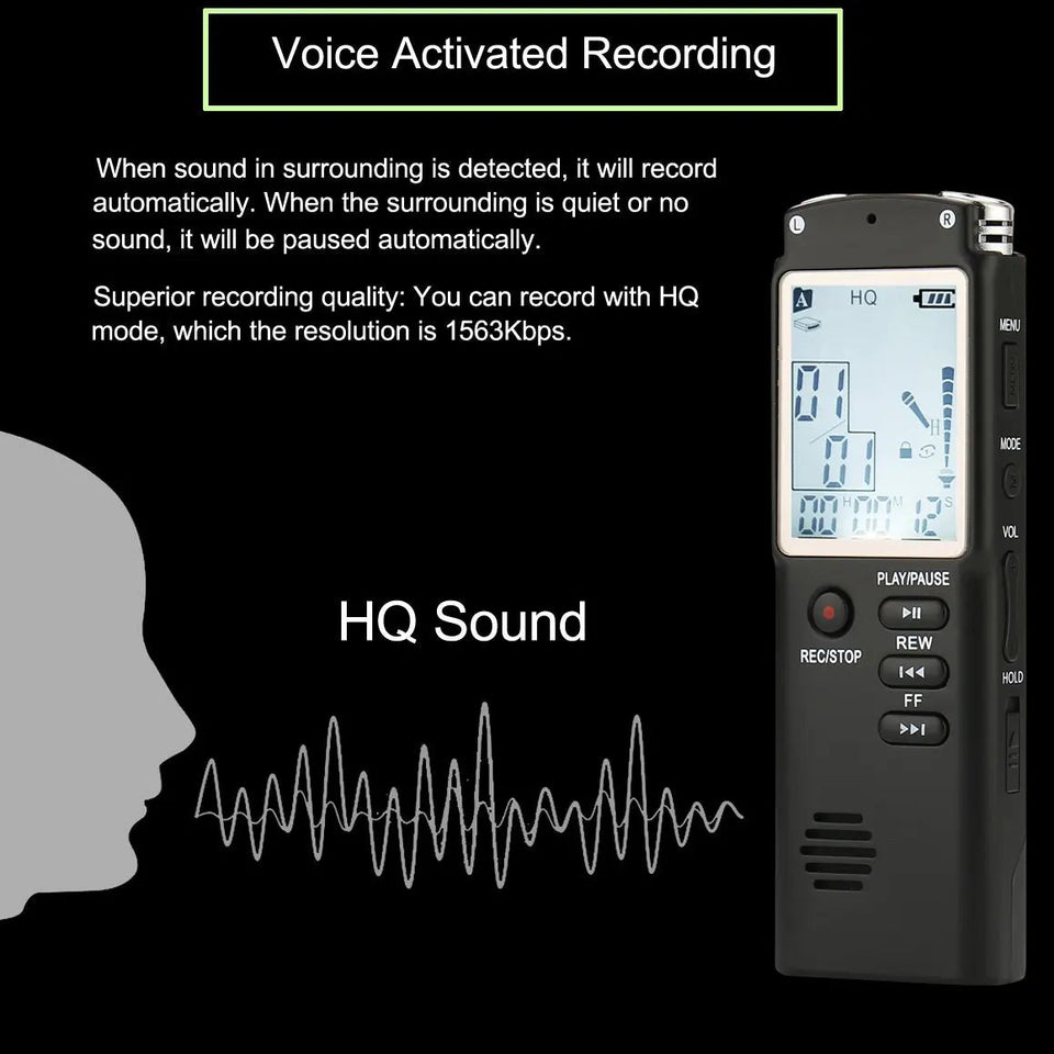 16GB/32GB/64GB Voice Recorder USB Professional 96h Dictaphone Noise Reduction Digital Audio Voice Recording with WAV,MP3 Player Aimak Store