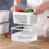 Multipurpose Refrigerator Storage Container with Drain Basket Crisper and Storage Box for Fruits Vegetables Aimak Store