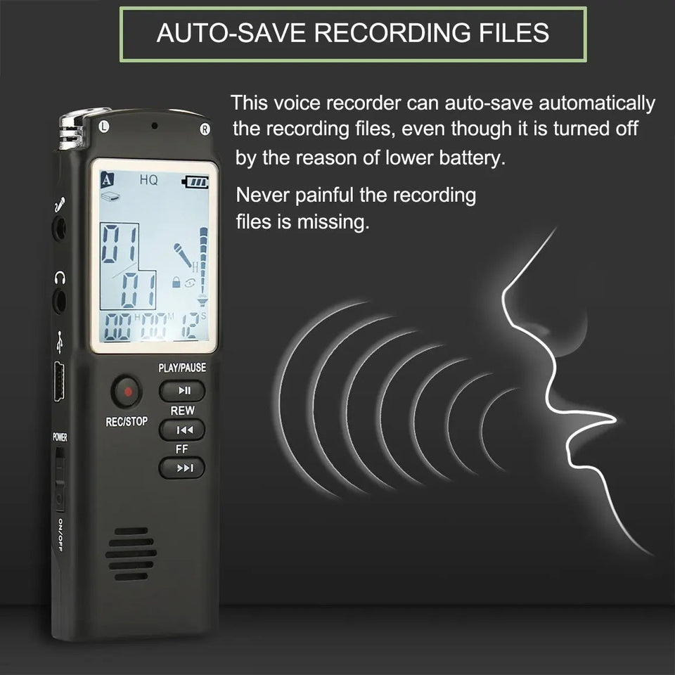 16GB/32GB/64GB Voice Recorder USB Professional 96h Dictaphone Noise Reduction Digital Audio Voice Recording with WAV,MP3 Player Aimak Store