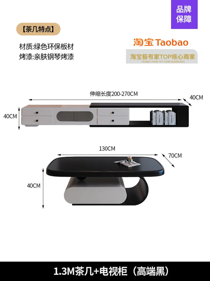 Medieval walnut coffee table living room home modern simple small apartment oval black and white designer coffee table Aimak Store