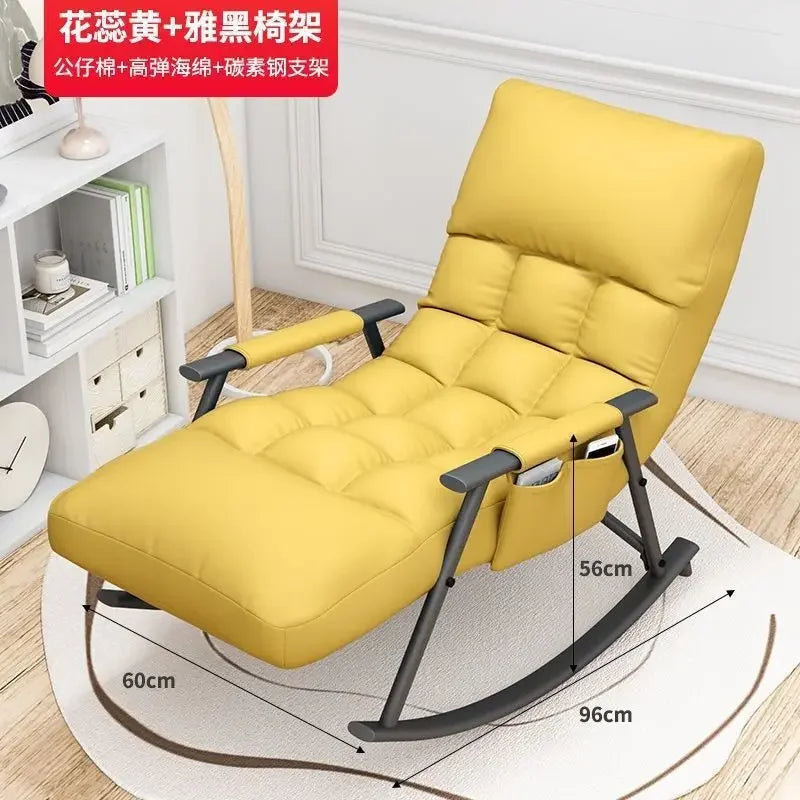 Rocking Chair Folding Nordic Balcony Lazy Chair Adult Leisure Technology Cloth Rocking chairs Sofa Bedroom Garden Lounge Seat Aimak Store
