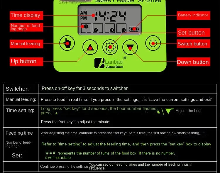 Cool Automatic Fish Feeder Digital Fish Tank Aquarium Electrical Plastic Timer Feeder Food Feeding Dispenser Tool Fish Feeder Aimak Store
