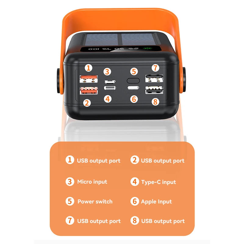 Xiaomi 100000mAh Solar Panel Power Bank Fast charging Comes with Four Wire External Battery Pack with Flashlight For Outdoors ﻿ Aimak Store