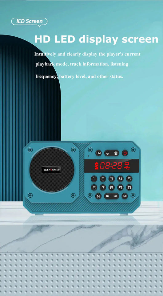 Mini Portable FM Radio High Sensitivity Radios Receiver Wireless Hifi  Bluetooth Speaker with Mic Support Recording TF USB Play Aimak Store