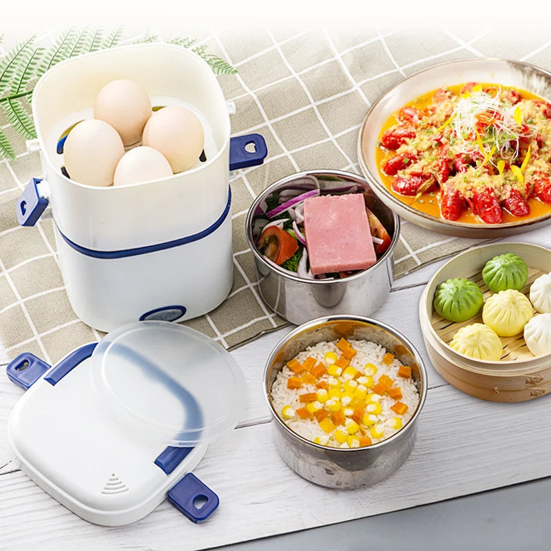 Electric Rice Cooker 220V Multi-functional Lunch Box Single/Double Layer Cooking Machine Food Steamer Food Storage Box EU Plug Aimak Store
