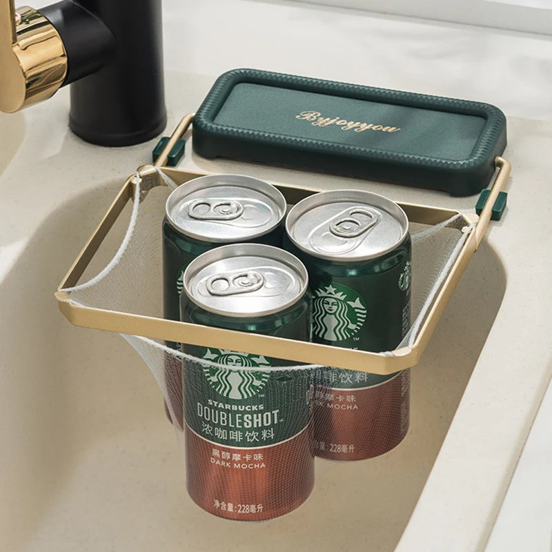 Triangular Sink Filter Strainer Drainer Mesh Bag Basket Vegetable Fruit Drain Suction Cup Rack Hanging Garbage Shelf for Kitchen Aimak Store