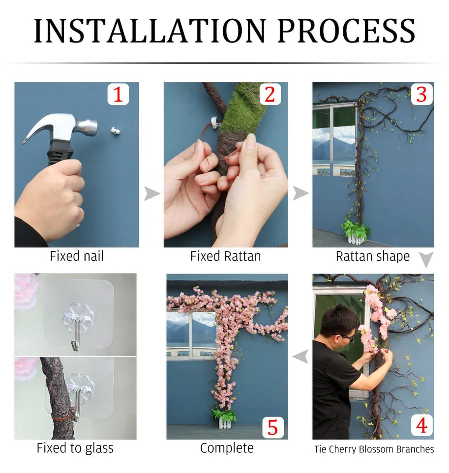 Artificial Flower Rattan Tree Vine Bougainvillea Floral Wall Plants Tree Wedding Christams Party Festival Outdoor Garden Decor Aimak Store