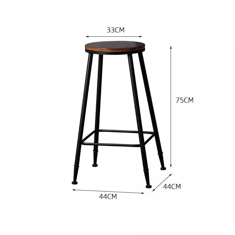 American Style Iron Bar Chair Coffee Shop Milk Tea Shop High Chairs Retro Backrest Seat Solid Wood Sitting Face Counter Stool Aimak Store