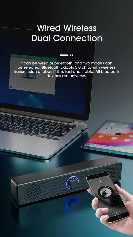 Bluetooth Computer Speakers Wired Surround Sound Bar Stereo Subwoofer Soundbar for Desktop Laptop PC Mini Home Theater System Aimak Store