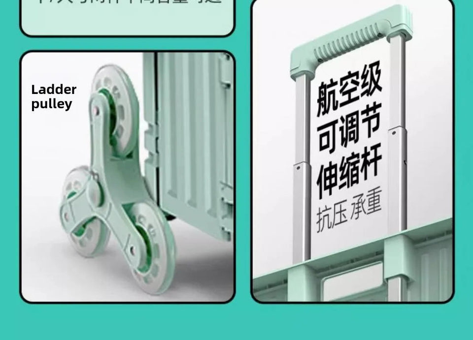 Folding Supermarket Shopping Hand Cart Trolley Convenient Stair Climber Foldable Cart with Wheels for Groceries Outdoor Camping Aimak Store