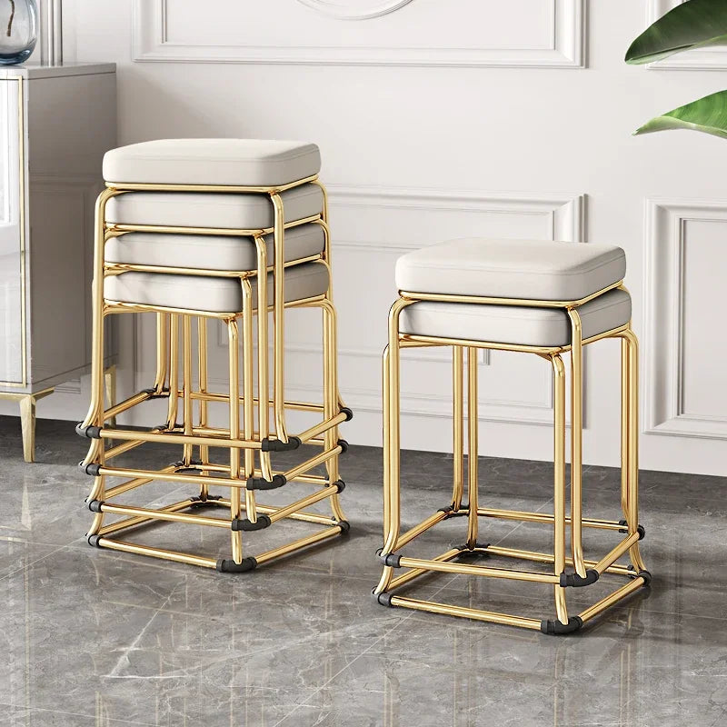 Simple and Luxurious Stackable Square Stool Enlarged and Thickened Round Stool Dirt Resistant Technology Cloth Stool Aimak Store