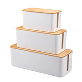 Cable Storage Box Wooden Power Line Storage Case Dustproof Charger Socket Organizer Wire Case Home Cable Winder Organizer Aimak Store