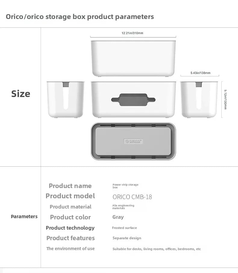 Orico Cmb Extension Lead Storage Box Cable Organizer Desktop Power Cord Management Tray Socket Storage Container Aimak Store