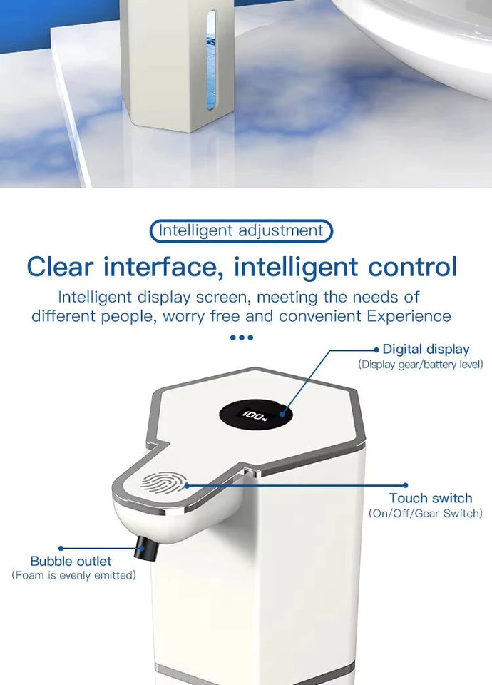 Automatic Soap Dispenser 360Ml 4 Level Liquid Foaming Soap Dispenser Long Battery Charging Automatic Soap Dispenser No Drilling Aimak Store