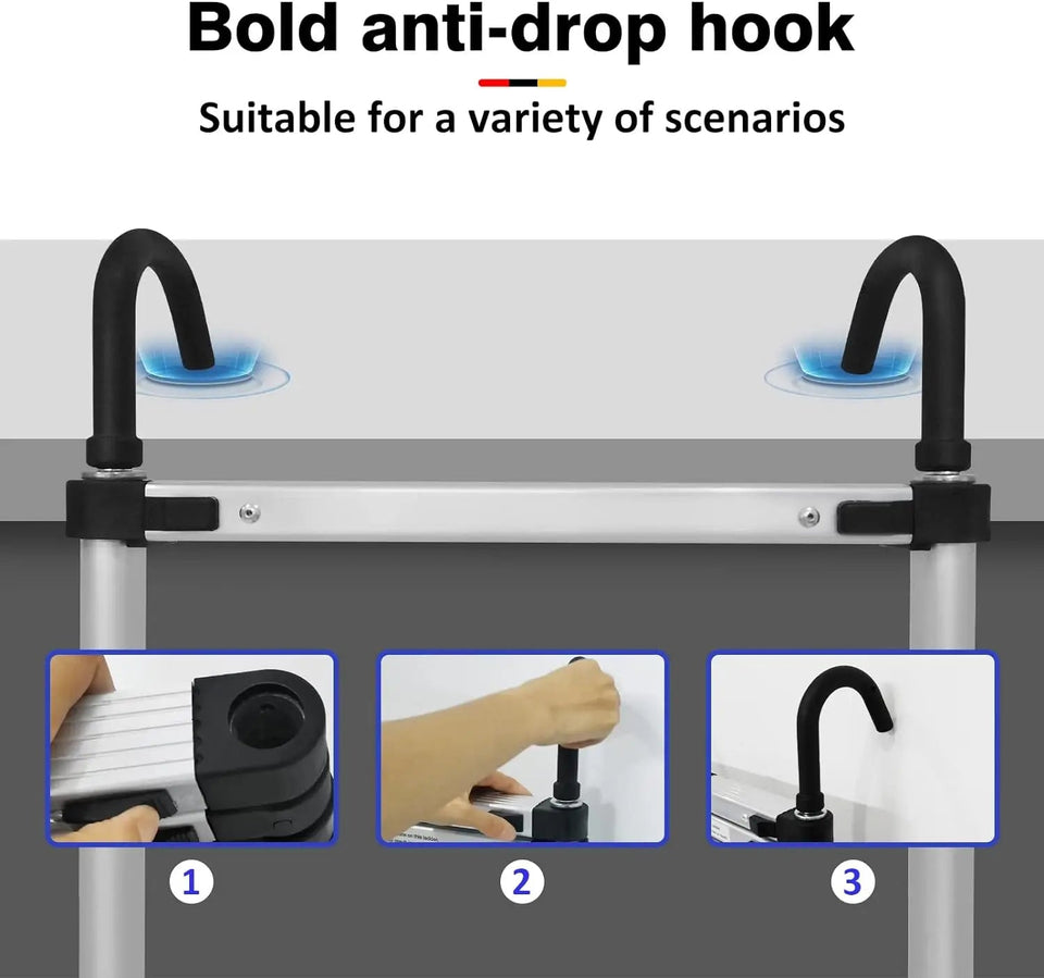 DayPlus 3.2-6.2M Telescopic Ladder with Roof Hook Kit Aluminium Portable Multi-Purpose Folding Portable Heavy Duty Extendable Aimak Store