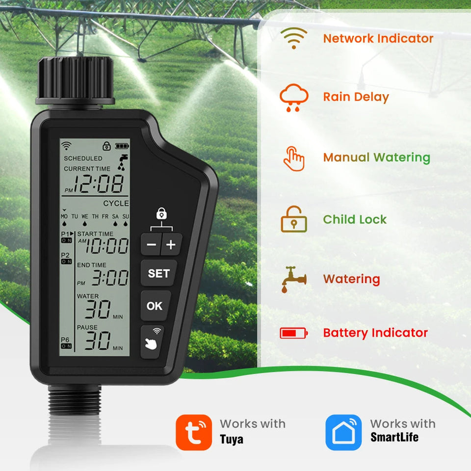 AVATTO Tuya WiFi Smart Display & Button Water Sprinkler Timer，Irrigation System Outdoor Home Garden Lawn Greenhouse Supplies Aimak Store