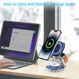 3 In 1 Foldable Magnetic Wireless Charger Stand For iPhone 16 15 14 Samsung IWatch AirPods 3/2 Station Dock Fast Charging Holder Aimak Store