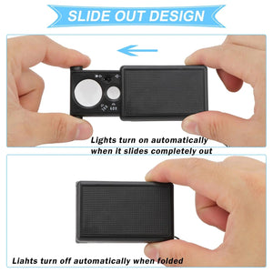 30X 60X Pocket Jewelry Magnifier Slide Out Illuminated Magnifying Glass with LED UV Light Handheld Loupe Lens For Diamond Coins Aimak Store