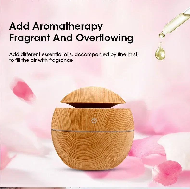Mini Imitation Wood Sonic Humidifier USB Aromatherapy Essential Oil Diffuser Home Air Humidifier Desktop Woodgrain Humidifier Aimak Store
