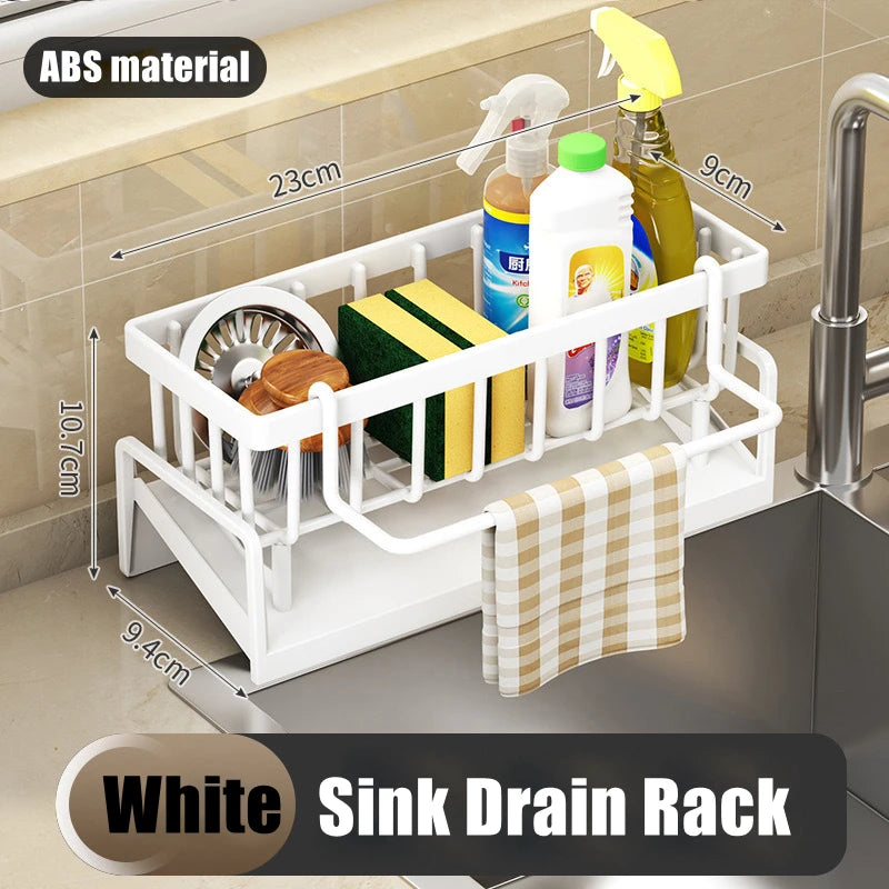 Kitchen Sink Drain Rack Organizer ABS Plastic Self-draining Sink Shelf Soap Sponge Holder Dishcloth Towel Rack filter basket Aimak Store