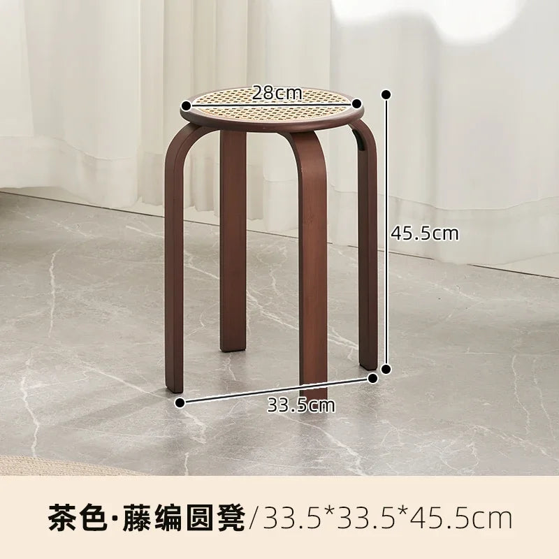 Bamboo Dining Stools Resin Rattan Woven Makeup Chair Stacking Storage Kitchen Seat Stable And Load-bearing Restaurant Furniture Aimak Store