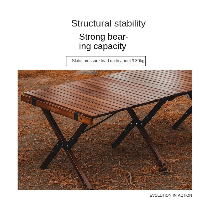 DZ Solid Wood Chicken Roll Table Kutuo Outdoor Folding Table Camping Table Beech Solid Wood Large Log Camping Chicken Roll Table Aimak Store