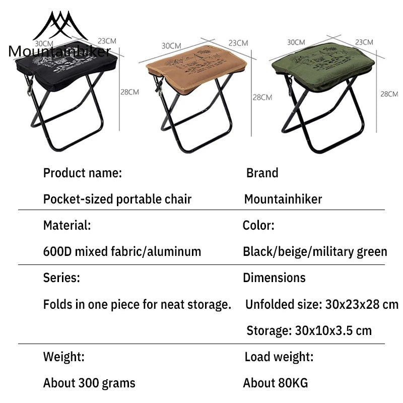 Mountainhiker camping portable folding stool ultra-light aluminum alloy storage chair mini fishing chair picnic light furniture Aimak Store