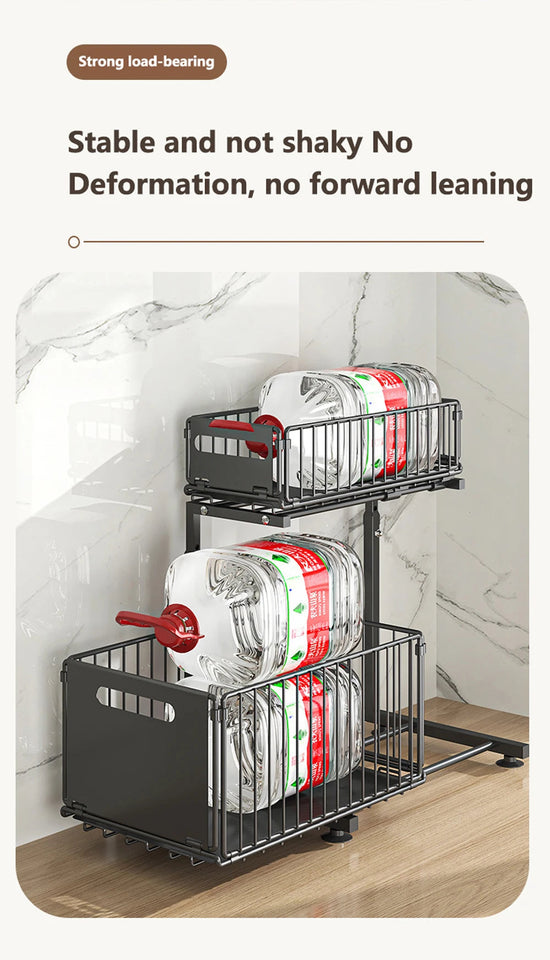 2 Tier Pull Out Cabinet Organizer Adjustable Kitchen Storage Rack Under Sink Organizer Spice Jar Storage Rack Slide Out Drawer Aimak Store