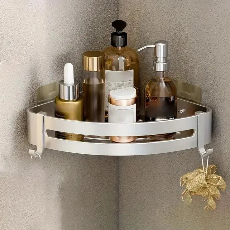 1PC Bathroom Storage Rack Foldable Bathroom Vanity Organiser No Hole Hanging Organiser Vanity Organiser Bathroom Organiser Shelf Aimak Store