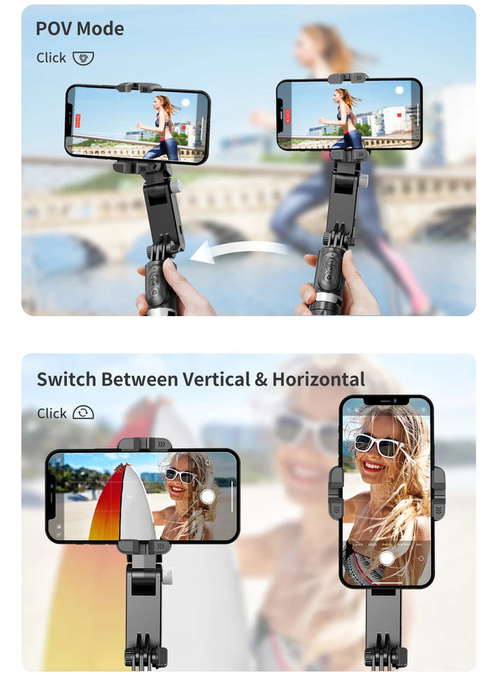 Q18 Desktop Following the shooting Mode Gimbal Stabilizer Selfie Stick Tripod with Fill Light for iPhone Cell Phone Smartphone Aimak Store
