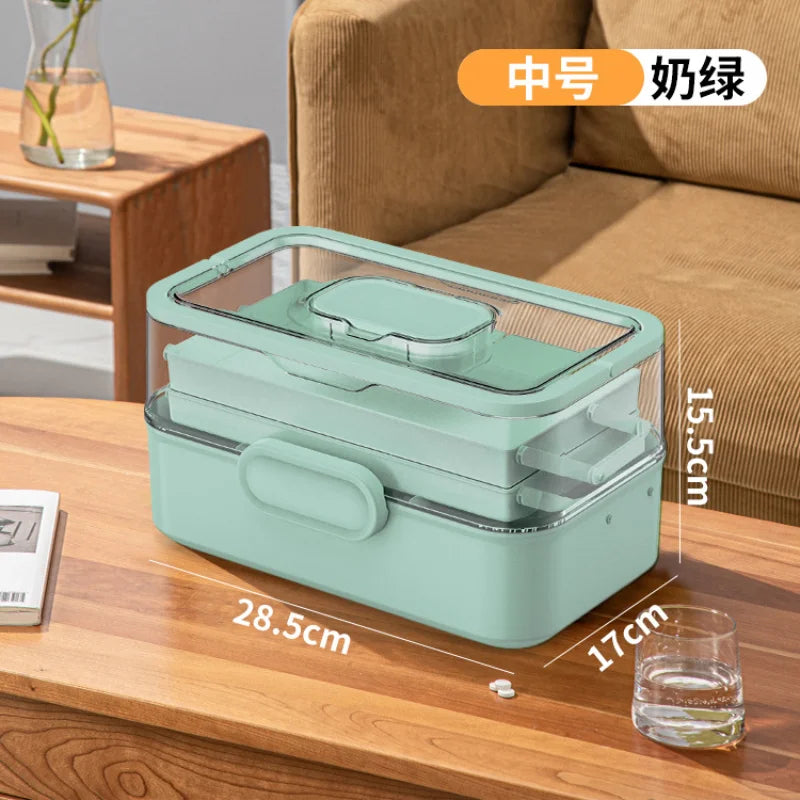 Household Medicine Box Large-capacity Medicine Multi-layer Sorting Storage Box Portable Storage Box for Groceries Aimak Store