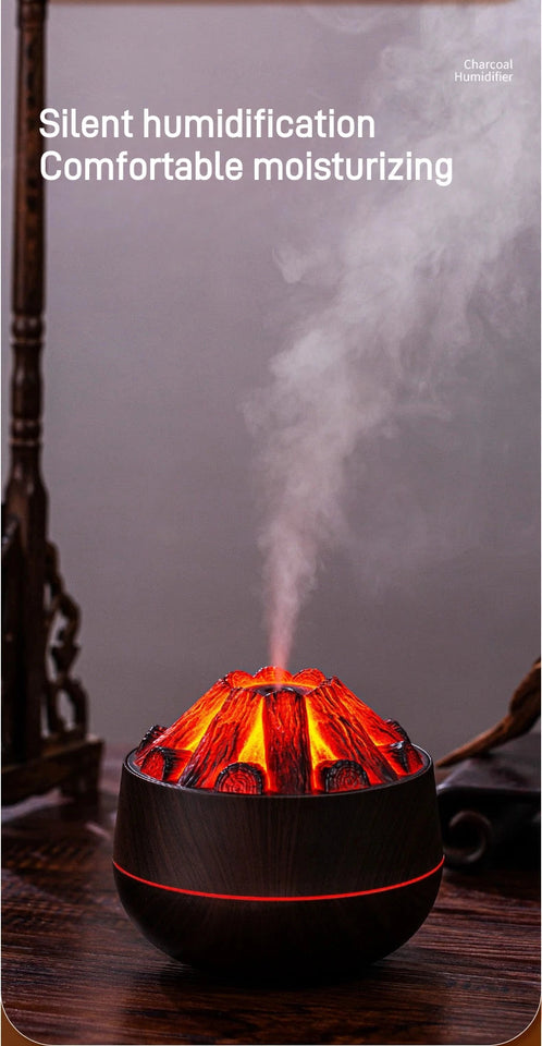2024 New 300ML Artificial Charcoal Fire Air Humidifier Aroma Diffuser Mist Sprayer Mini Diffuser with Night Light for Home Aimak Store