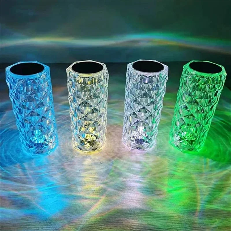 3/16 Colors Crystal Rose Table Lamp LED Rose Light Decoration Remote Control Romantic Diamond Atmosphere Light USB Night Light Aimak Store