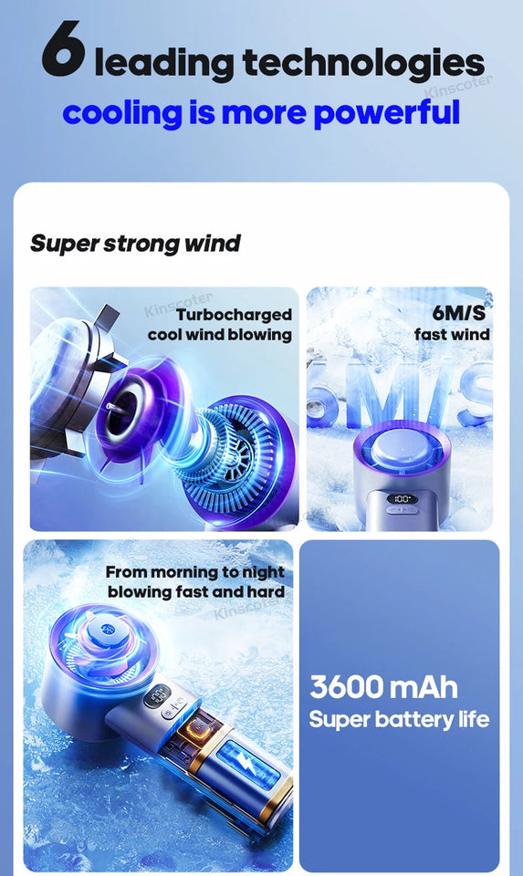 KINSCOTER Portable Handheld Turbo Fan 100 Wind Speeds Adjustable Mini Personal Fan Battery Operated Electric Eyelash Fan Aimak Store
