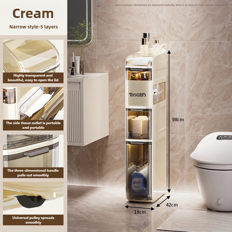 Bathroom crevice wardrobe storage cabinet, bathroom shelf, bathroom toilet storage cabinet, toilet side storage cabinet Aimak Store