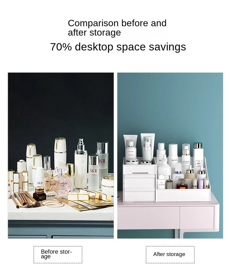 Plastic Drawer Makeup Storage Box Dormitory Finishing Shelf Cosmetics Skin Care Dressing Table Desktop Stationery Box Aimak Store