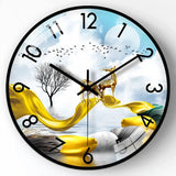 8 Inch Glass Wall Clock Modern Design Chinese Style Series Art Round Mute Creative Hanging Home Living Room Bedroom Decoration Aimak Store