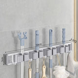 Mop and Broom Organizer Mop Holder Rack Mop Holder Wall Mounted Strong Broom Mop Holder Shelf with Hooks Organizers Hang Broom Aimak Store