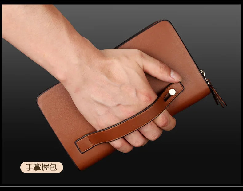 Men Clutch Bag Men's Long Purse Large Capacity Men's Wallets Cell Phone Pocket Passcard Pocket High Quality Wallet Bags For Men Aimak Store
