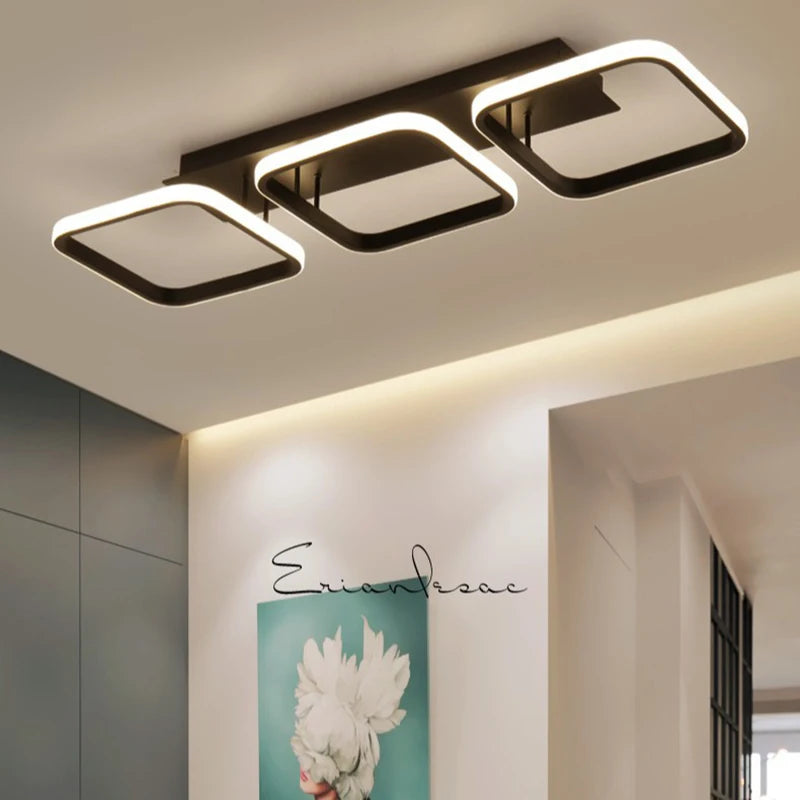 Square LED Ceiling Light Modern Black For Hallway Bedroom Checkroom Living Room Office Restaurant Staircase Lighting Fixtures Aimak Store