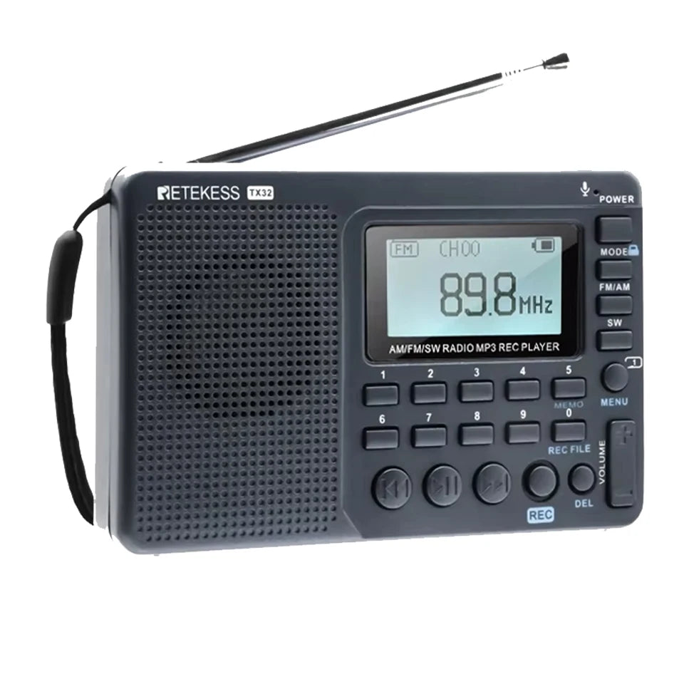Retekess V115 Radio FM AM SW Portable Radios AM FM Rechargeable Shortwave Radio Battery Powered Full Waves USB Recorder For Gift Aimak Store
