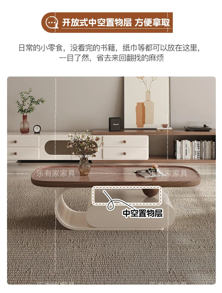 Medieval walnut coffee table living room home modern simple small apartment oval black and white designer coffee table Aimak Store